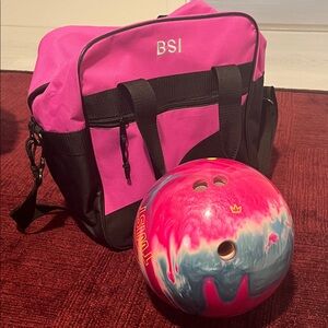 Pink and Black BSI Bowling Bag with Colorful Bowling Ball